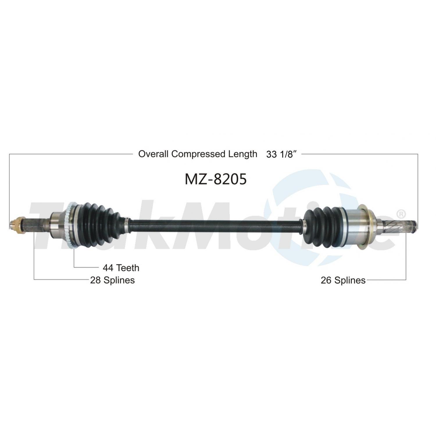 TrakMotive MZ8205 - CV Axle Shaft TrakMotive MZ8205 CV Axle Shaft product image 1 of 3