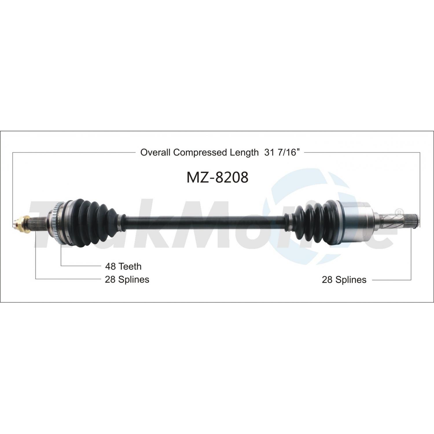 TrakMotive MZ8208 - CV Axle Shaft TrakMotive MZ8208 CV Axle Shaft product image 1 of 3