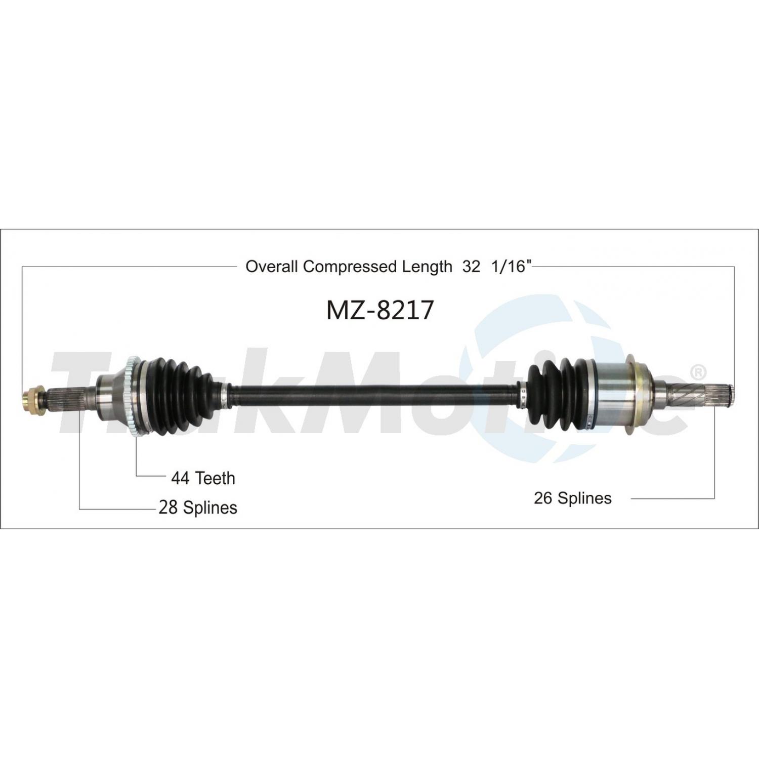 TrakMotive MZ8217 CV Axle Shaft product image 1 of 3