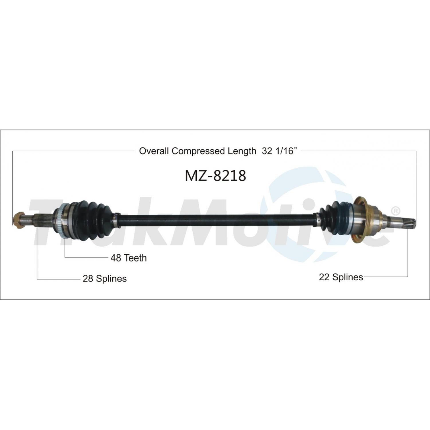 TrakMotive MZ8218 - CV Axle Shaft TrakMotive MZ8218 CV Axle Shaft product image 1 of 3