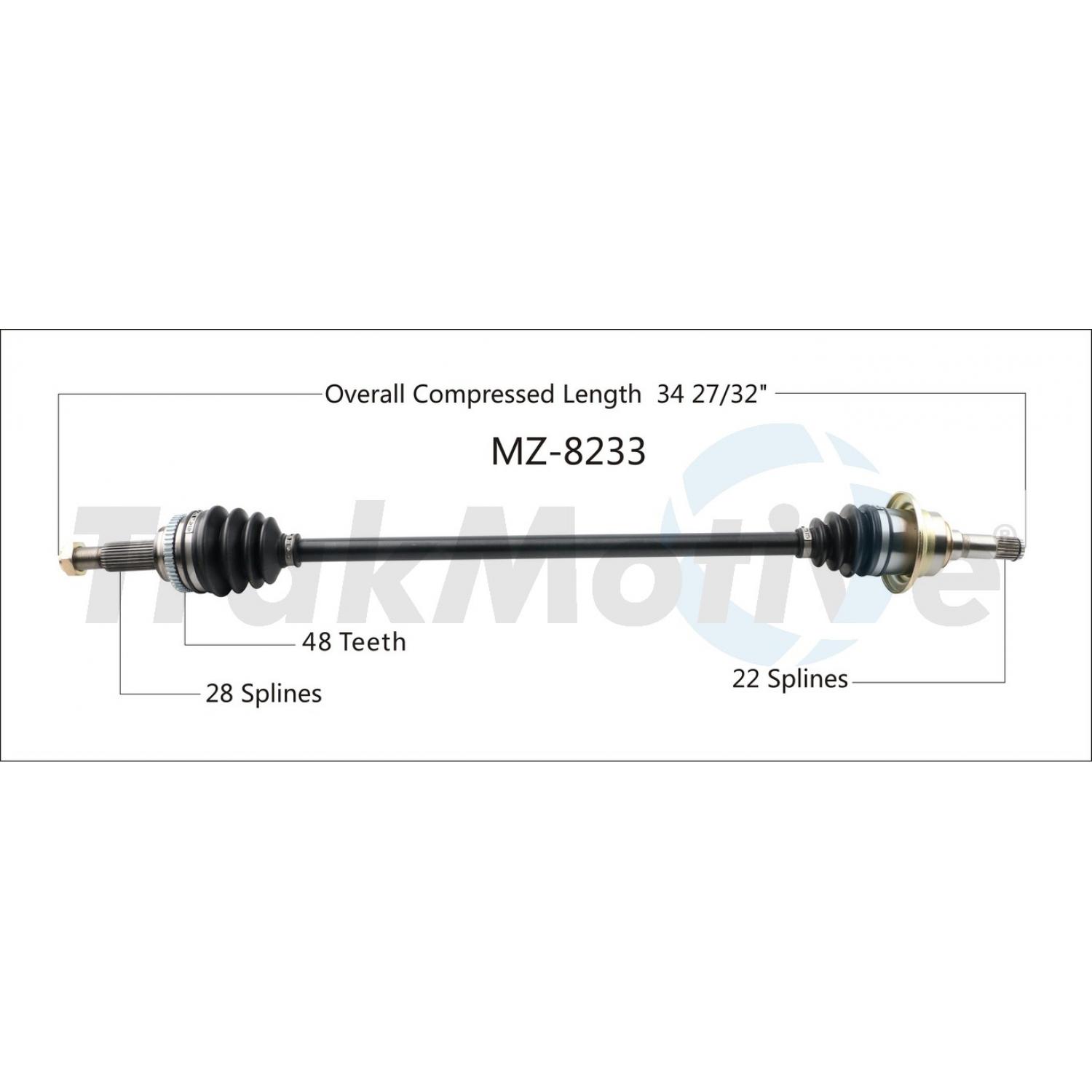 TrakMotive MZ8233 CV Axle Shaft product image 1 of 3