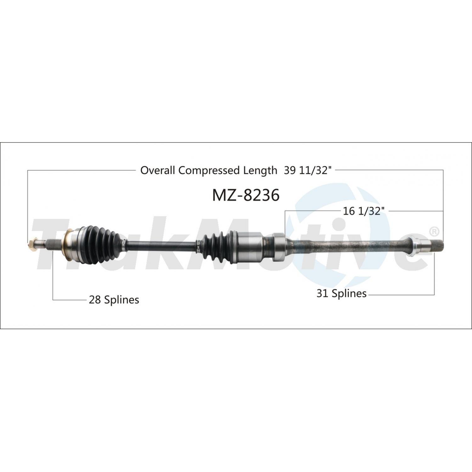 TrakMotive MZ8236 CV Axle Shaft product image 1 of 3