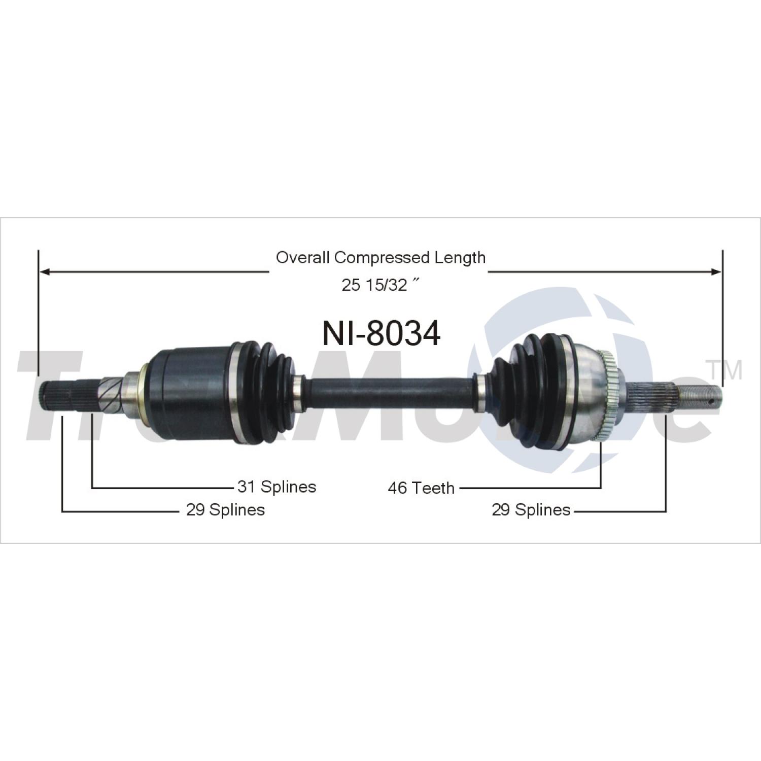 TrakMotive NI8034 CV Axle Shaft product image 1 of 3