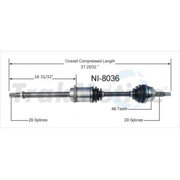1998 Nissan Maxima CV Axle Shaft Front Right TrakMotive NI8036 image 1 of 3
