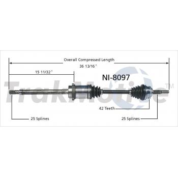 2000 Nissan Lucino CV Axle Shaft Front Right TrakMotive NI8097 image 1 of 3