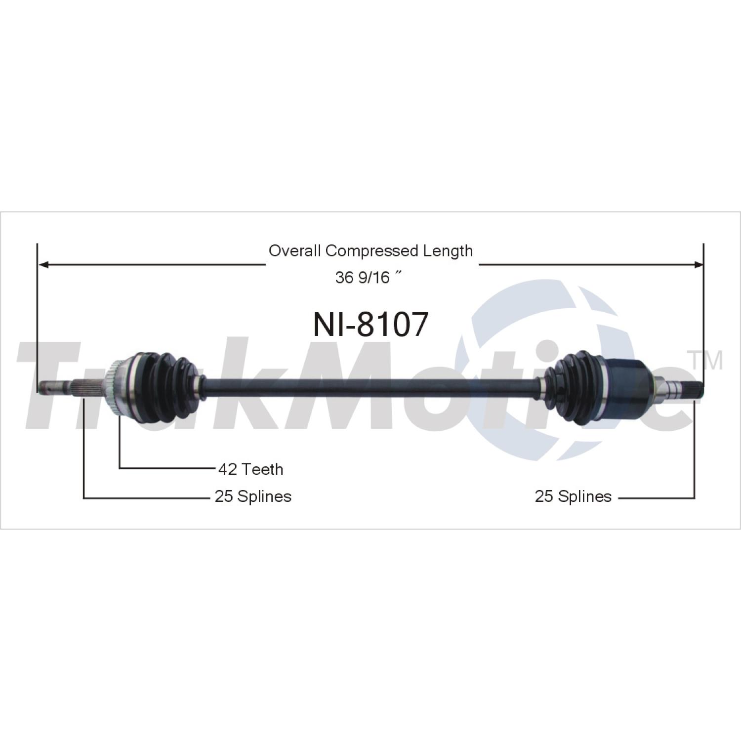 TrakMotive NI8107 - CV Axle Shaft TrakMotive NI8107 CV Axle Shaft product image 1 of 3