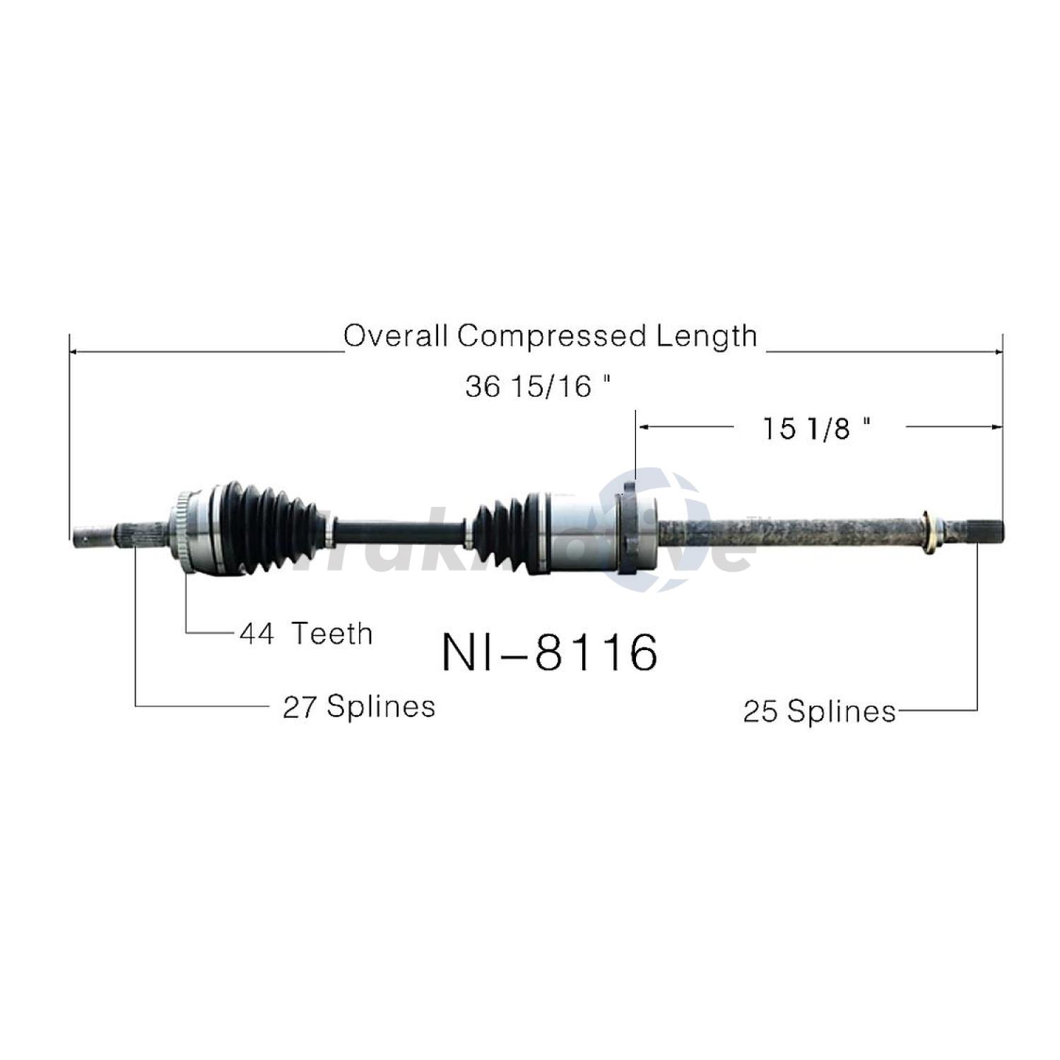 TrakMotive NI8116 - CV Axle Shaft TrakMotive NI8116 CV Axle Shaft product image 1 of 3