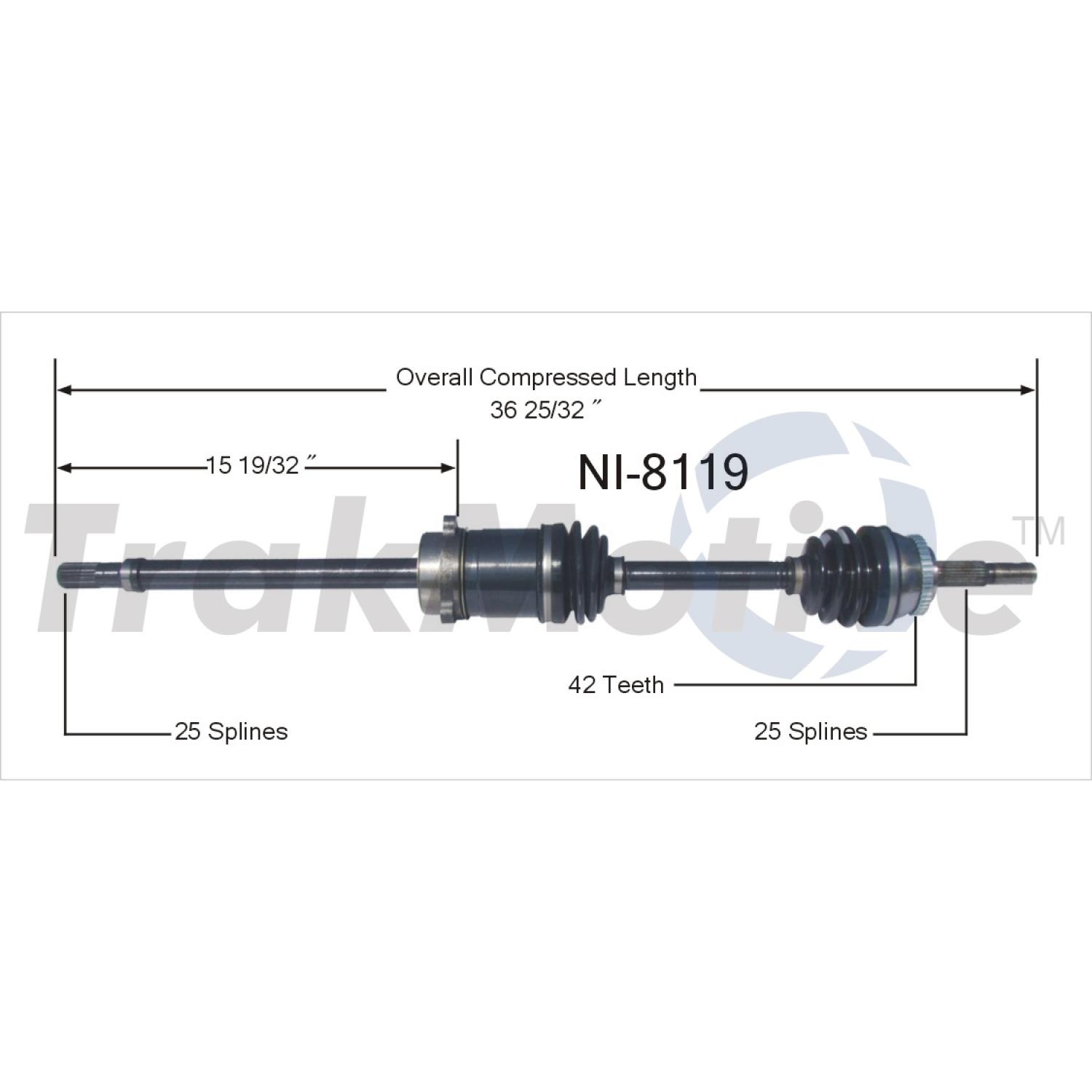 TrakMotive NI8119 - CV Axle Shaft TrakMotive NI8119 CV Axle Shaft product image 1 of 3