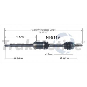 1993 Nissan NX CV Axle Shaft Front Right TrakMotive NI8119 image 1 of 3