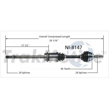 1998 Nissan Maxima CV Axle Shaft Front Right TrakMotive NI8147 image 1 of 3