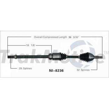 2013 Nissan Altima CV Axle Shaft Front Right TrakMotive NI8236 image 1 of 3