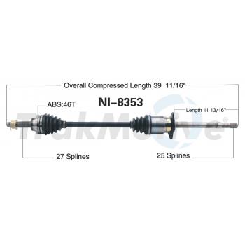 2006 Infiniti G35 CV Axle Shaft Front Left TrakMotive NI8353 image 1 of 3