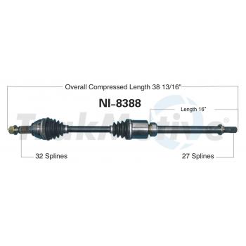 2013 Nissan Altima CV Axle Shaft Front Right TrakMotive NI8388 image 1 of 3