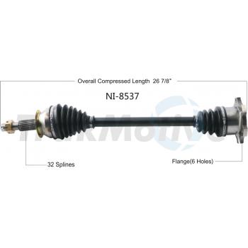2012 Infiniti EX35 CV Axle Shaft Rear Right TrakMotive NI8537 image 1 of 3