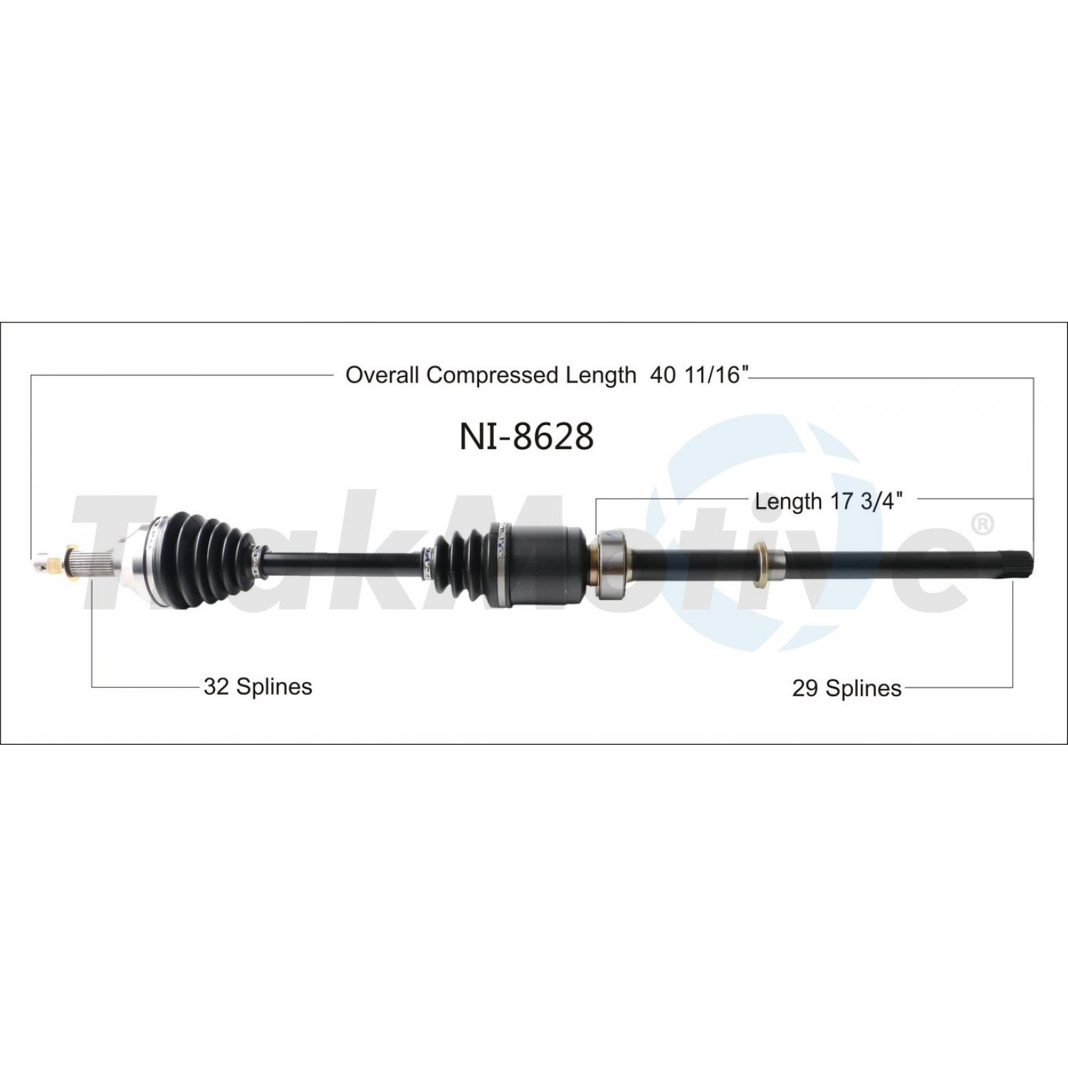 TrakMotive NI8628 CV Axle Shaft product image 1 of 3