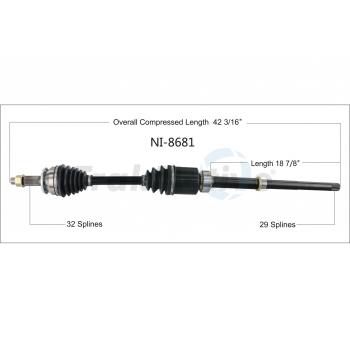 2015 Infiniti QX60 CV Axle Shaft Front Right TrakMotive NI8681 image 1 of 3