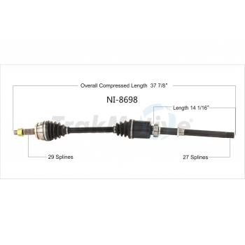 2017 Nissan Qashqai CV Axle Shaft Front Right TrakMotive NI8698 image 1 of 3