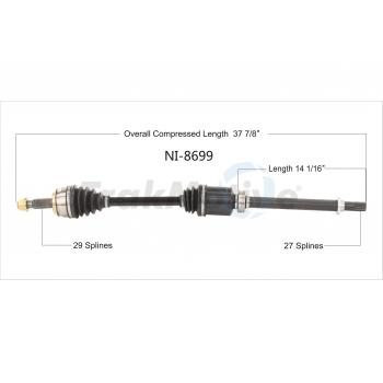 2017 Nissan Qashqai CV Axle Shaft Front Right TrakMotive NI8699 image 1 of 3