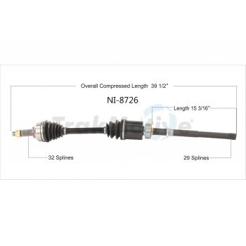 2020 Infiniti QX50 CV Axle Shaft Front Right TrakMotive NI8726 image 1 of 3