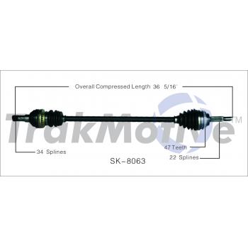 2011 Chevrolet Aveo5 CV Axle Shaft Front Right TrakMotive SK8063 image 1 of 3