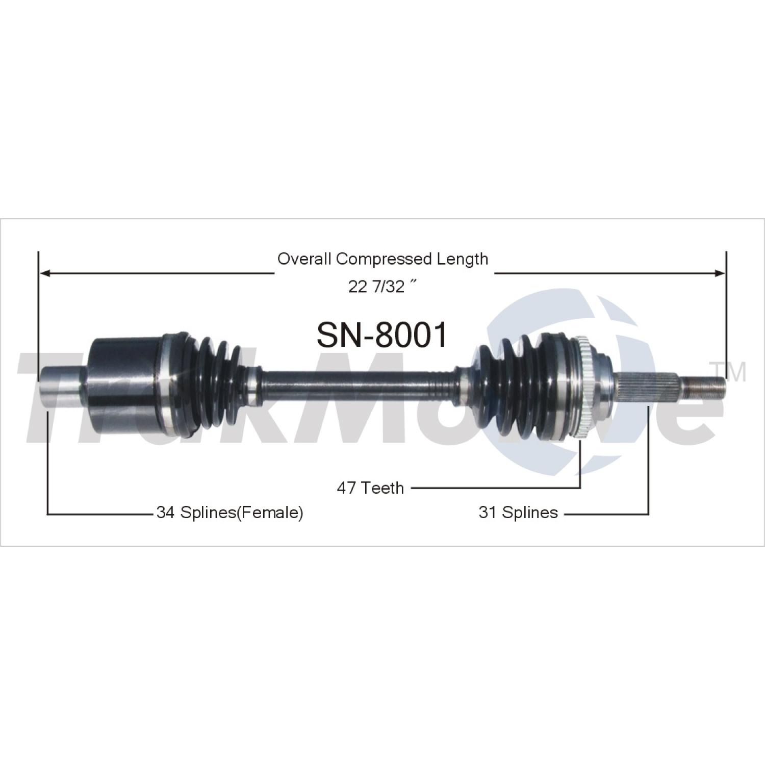 TrakMotive SN8001 - CV Axle Shaft TrakMotive SN8001 CV Axle Shaft product image 1 of 3