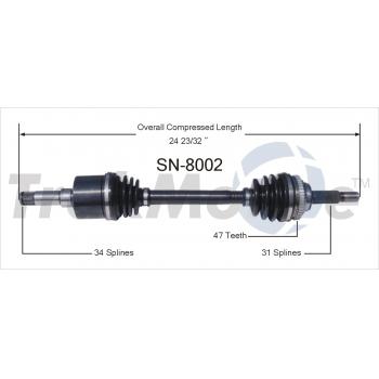 1991 Saturn SL2 CV Axle Shaft Front Left TrakMotive SN8002 image 1 of 3