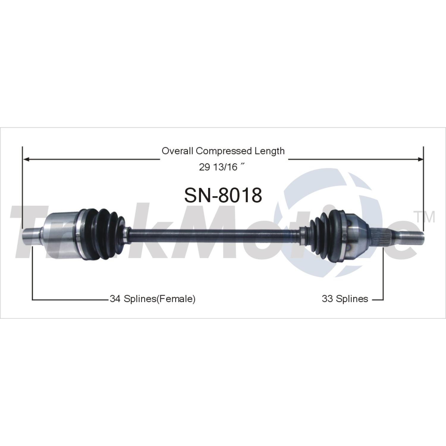 TrakMotive SN8018 - CV Axle Shaft TrakMotive SN8018 CV Axle Shaft product image 1 of 3