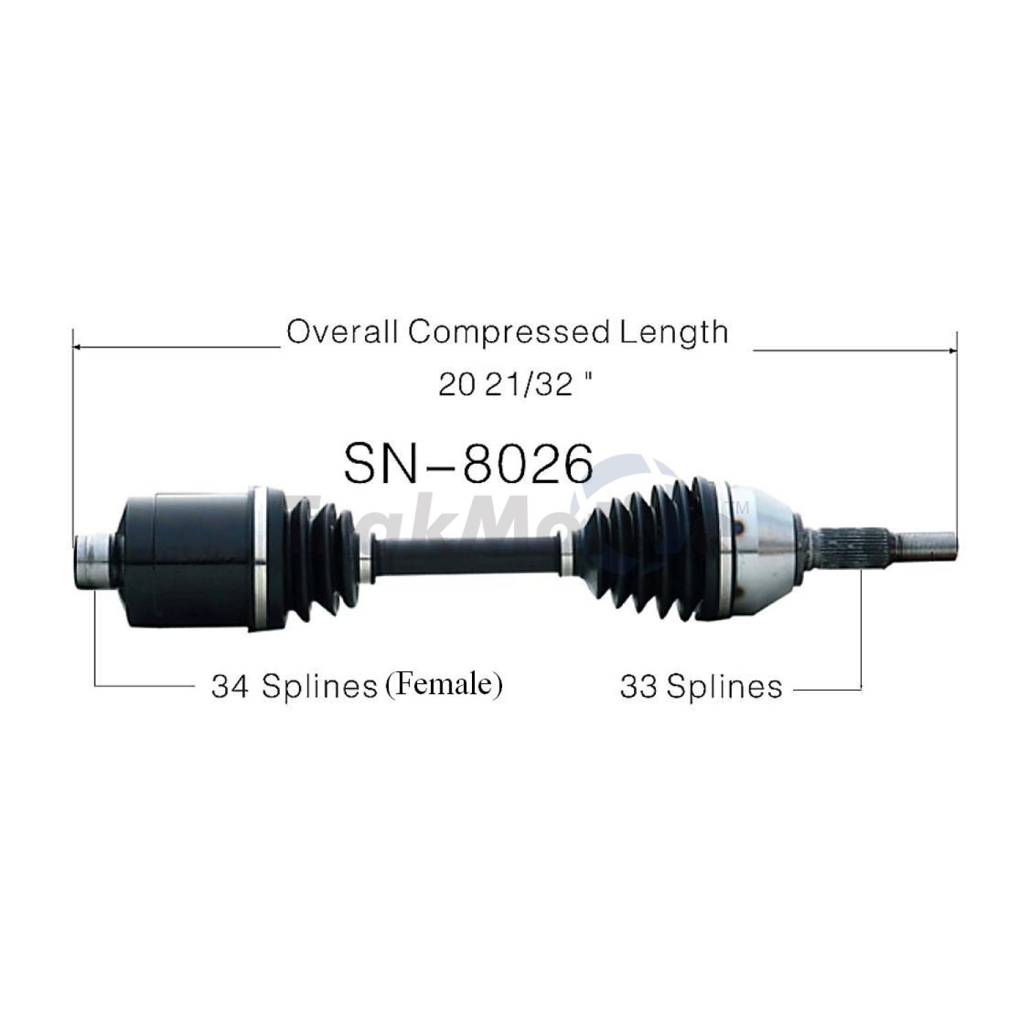 TrakMotive SN8026 CV Axle Shaft product image 1 of 3
