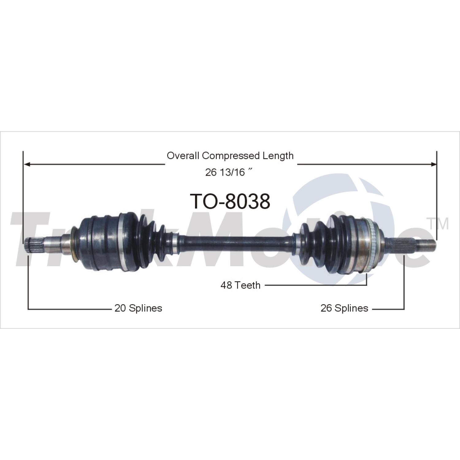 TrakMotive TO8038 CV Axle Shaft product image 1 of 3