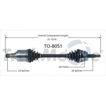 2007 Toyota Highlander CV Axle Shaft Front Left TrakMotive TO8051 image 1 of 3