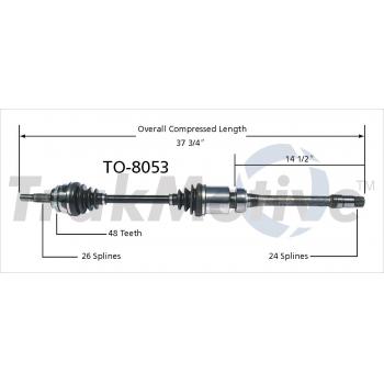 2007 Toyota Highlander CV Axle Shaft Front Right TrakMotive TO8053 image 1 of 3