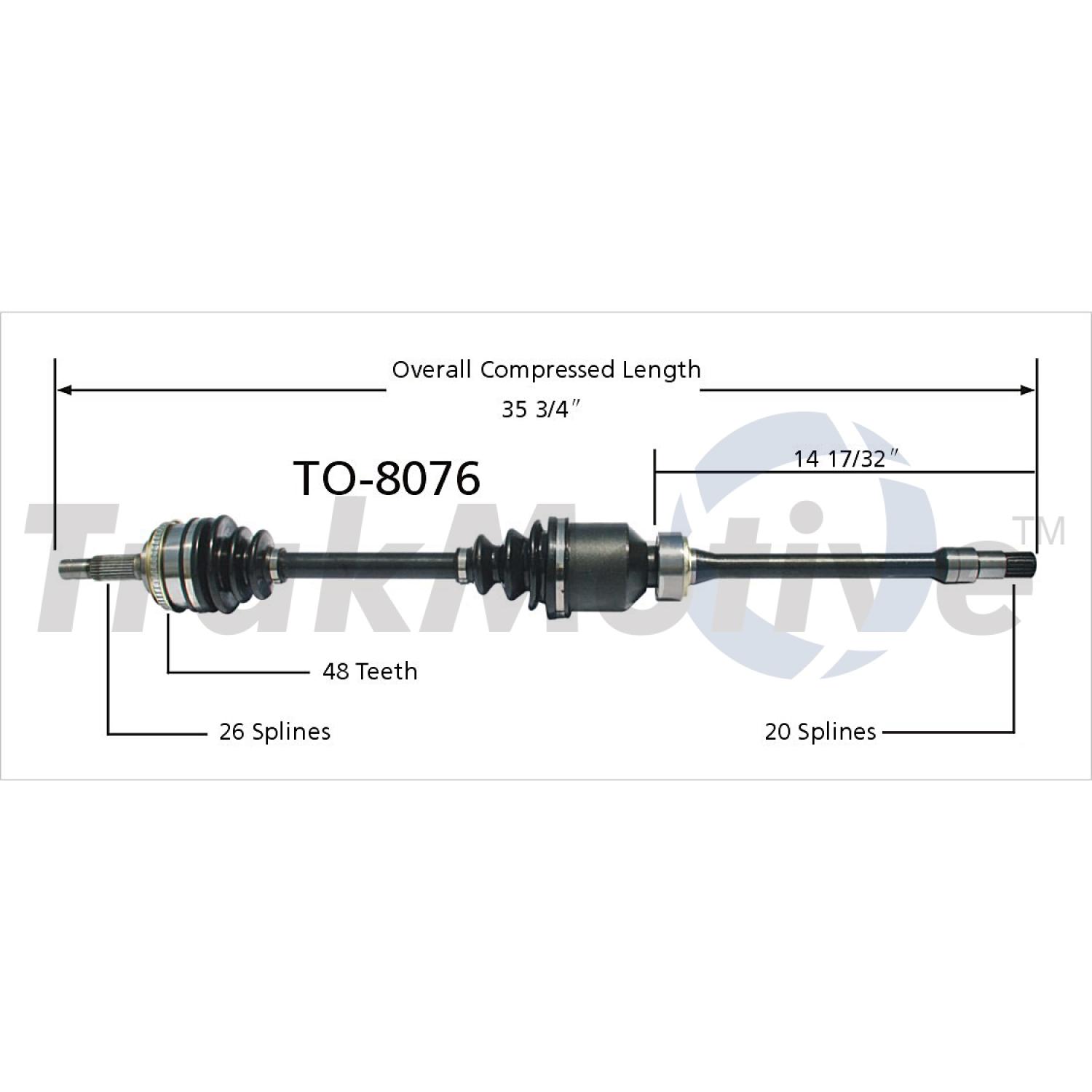TrakMotive TO8076 CV Axle Shaft product image 1 of 3