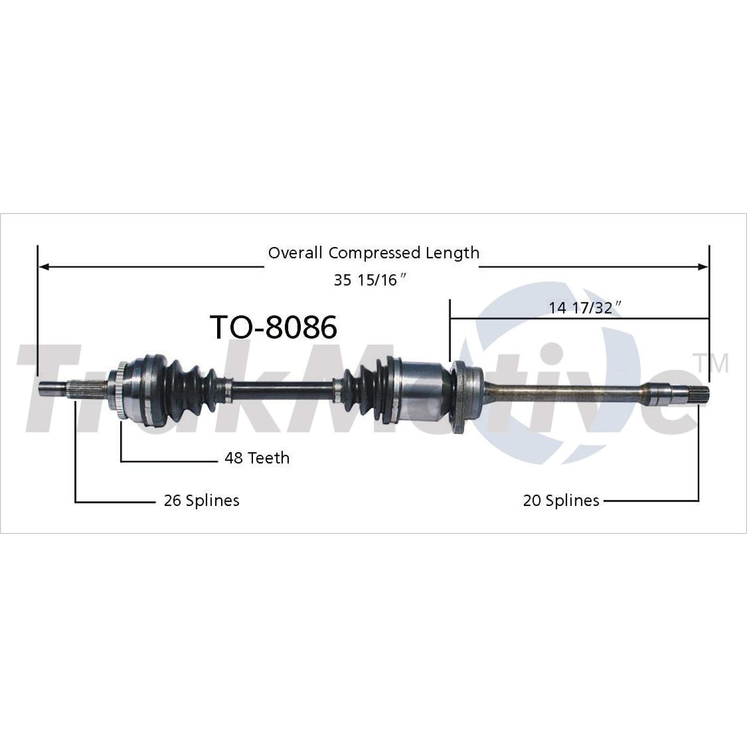 TrakMotive TO8086 CV Axle Shaft product image 1 of 3