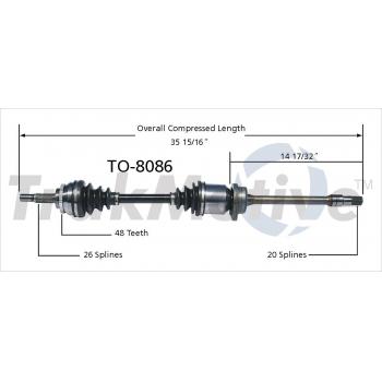 2005 Toyota Celica CV Axle Shaft Front Right TrakMotive TO8086 image 1 of 3