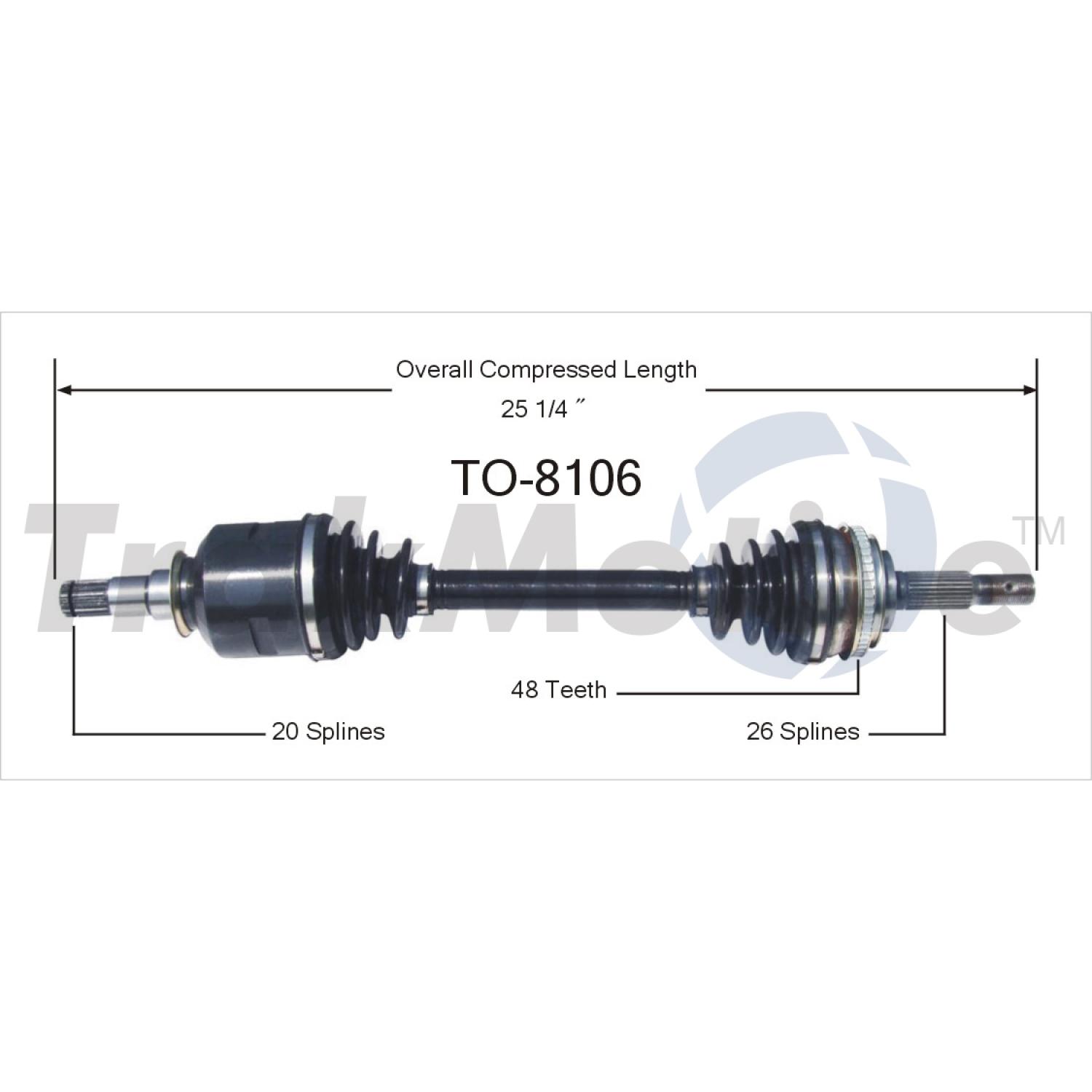 TrakMotive TO8106 - CV Axle Shaft TrakMotive TO8106 CV Axle Shaft product image 1 of 3