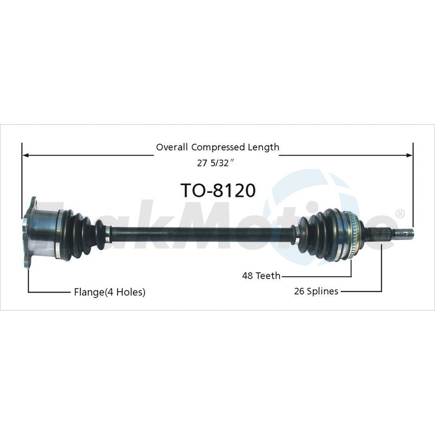 TrakMotive TO8120 - CV Axle Shaft TrakMotive TO8120 CV Axle Shaft product image 1 of 3