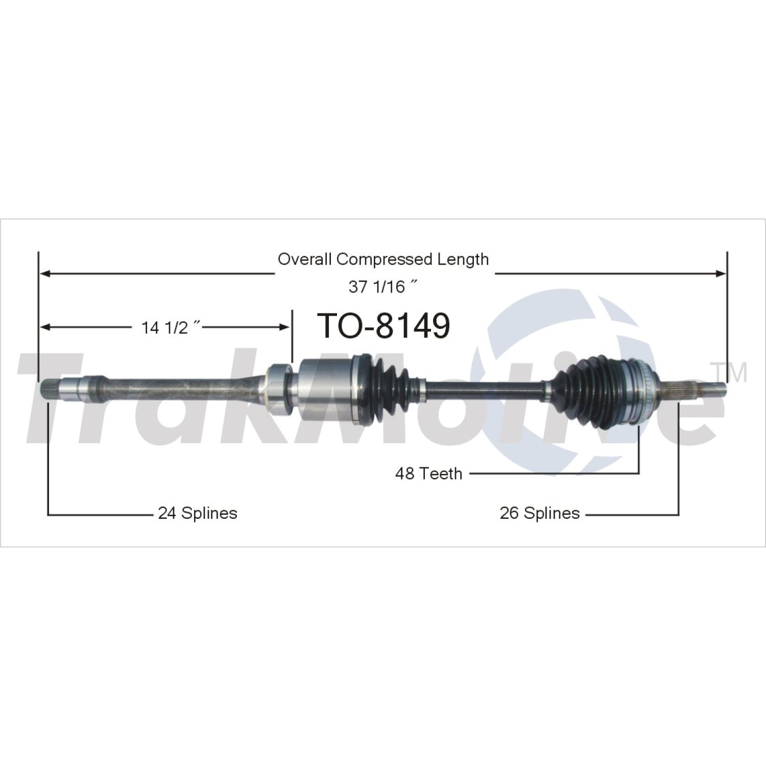 TrakMotive TO8149 CV Axle Shaft product image 1 of 3