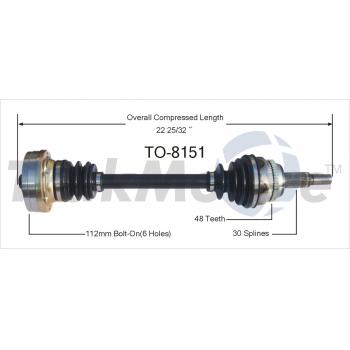 2003 Toyota Highlander CV Axle Shaft Front Right TrakMotive TO8151 image 1 of 3