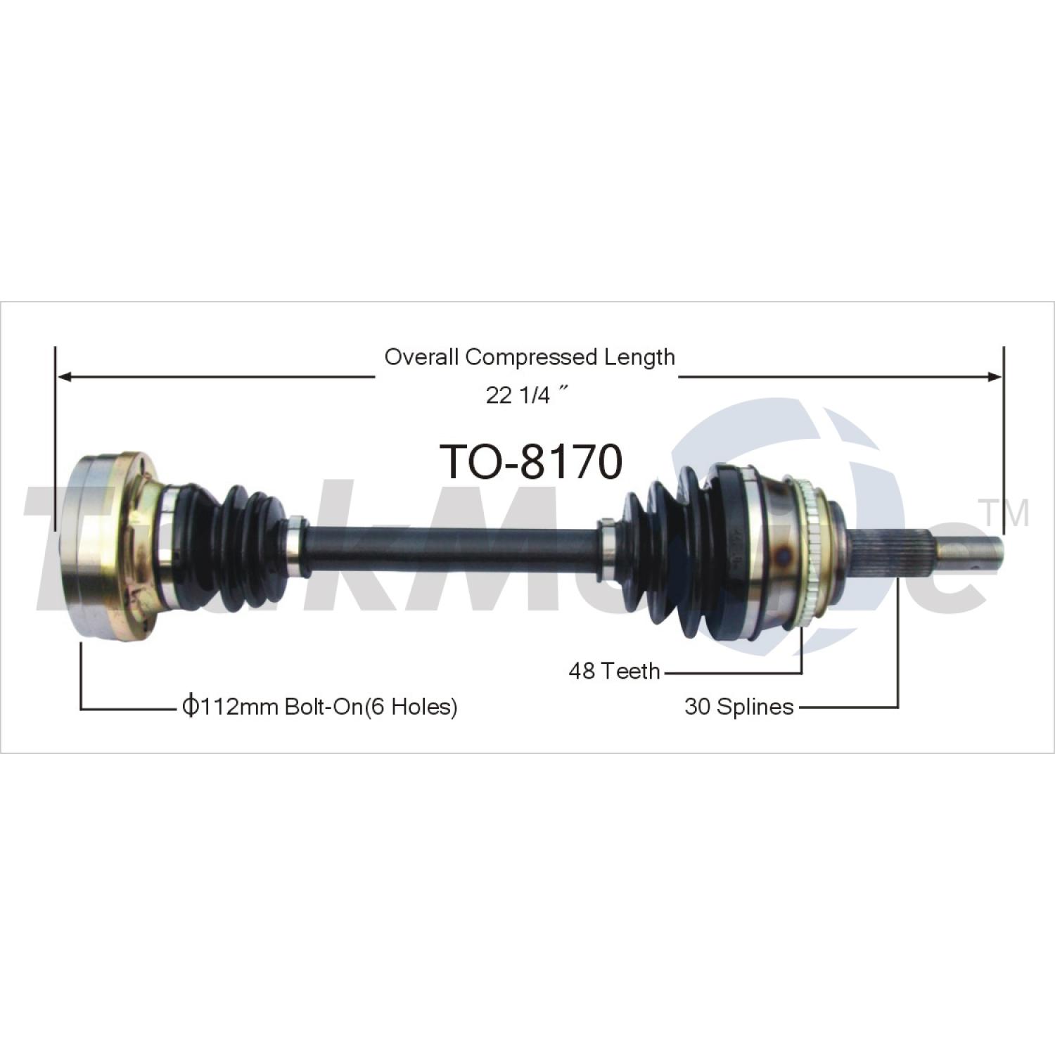 TrakMotive TO8170 CV Axle Shaft product image 1 of 3