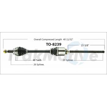 2012 Toyota Highlander CV Axle Shaft Front Right TrakMotive TO8239 image 1 of 3