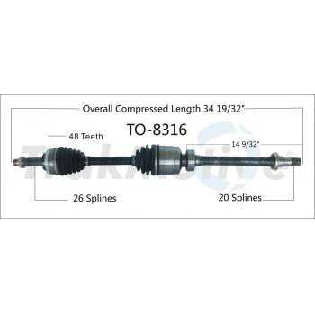 2002 Toyota MR2 Spyder CV Axle Shaft Rear Right TrakMotive TO8316 image 1 of 3