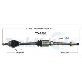 2016 Toyota Highlander CV Axle Shaft Front Right TrakMotive TO8398 image 1 of 3