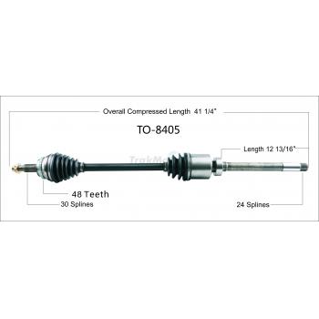 2018 Toyota Sienna CV Axle Shaft Front Right TrakMotive TO8405 image 1 of 3
