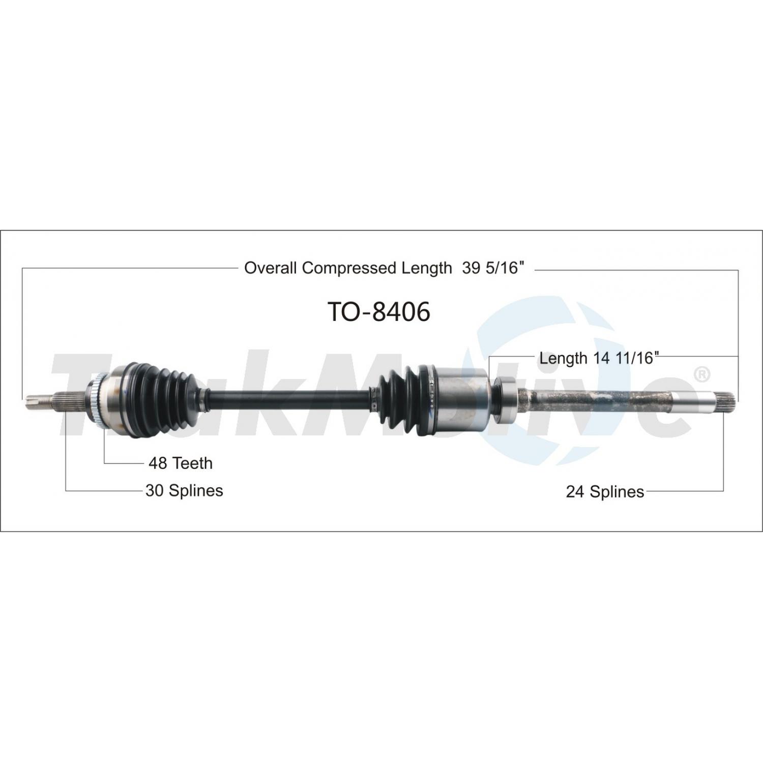TrakMotive TO8406 - CV Axle Shaft TrakMotive TO8406 CV Axle Shaft product image 1 of 3