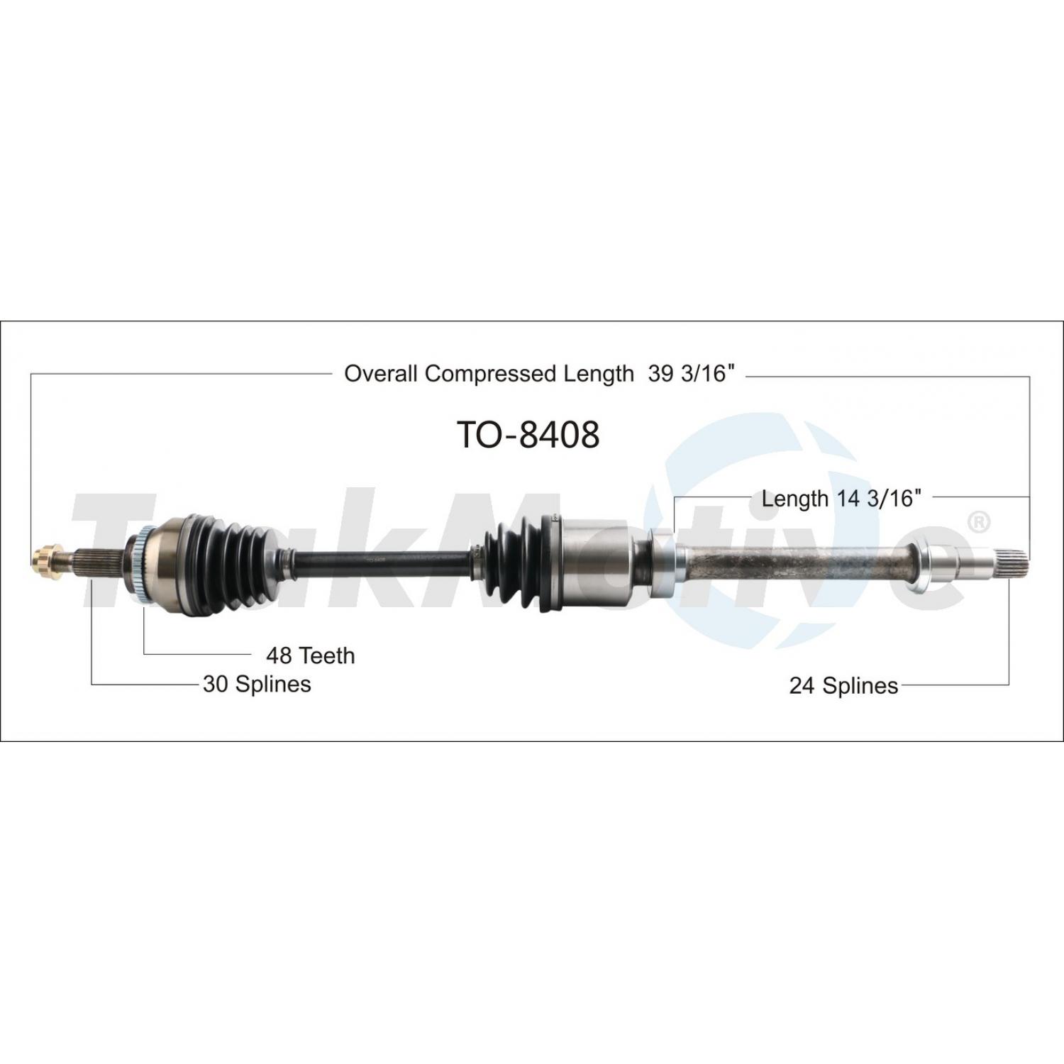 TrakMotive TO8408 - CV Axle Shaft TrakMotive TO8408 CV Axle Shaft product image 1 of 3