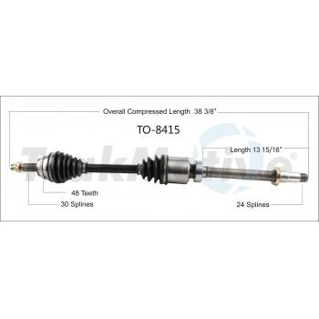 2015 Toyota Avalon CV Axle Shaft Front Right TrakMotive TO8415 image 1 of 3