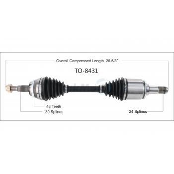 2019 Toyota Highlander CV Axle Shaft Front Left TrakMotive TO8431 image 1 of 3