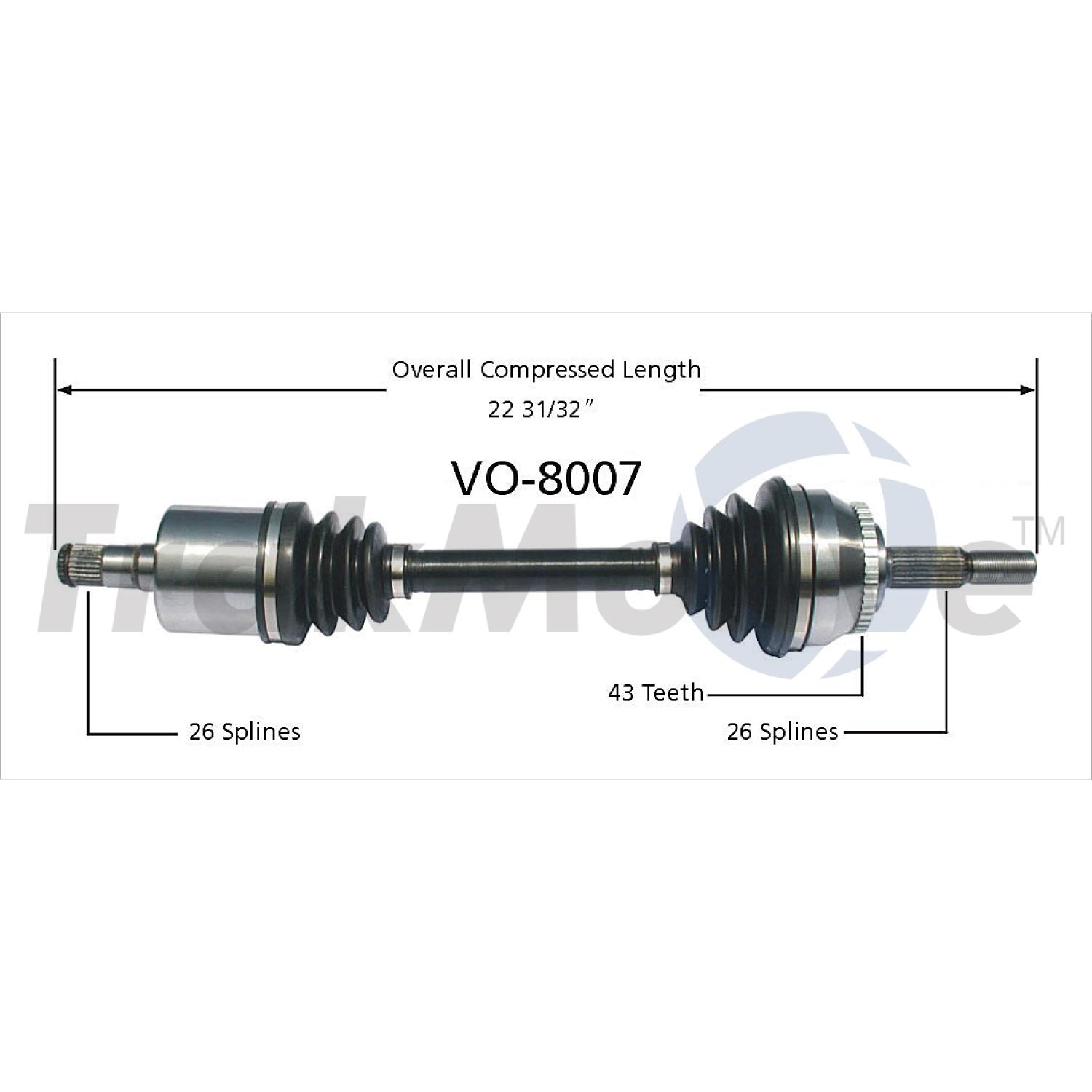 TrakMotive VO8007 - CV Axle Shaft TrakMotive VO8007 CV Axle Shaft product image 1 of 3