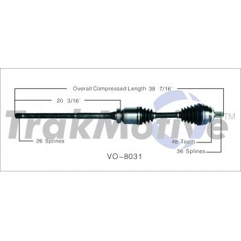 2006 Volvo S60 CV Axle Shaft Front Right TrakMotive VO8031 image 1 of 3