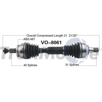 2012 Volvo XC90 CV Axle Shaft Front Left TrakMotive VO8061 image 1 of 3